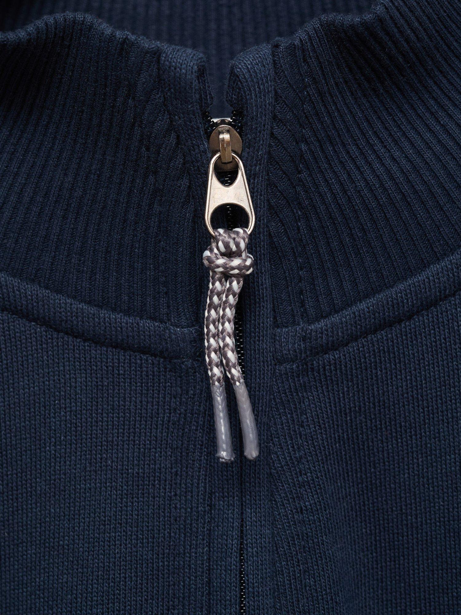 Product image 6 of 6, which shows Mango Kids' Cotton Epic Zip Funnel Neck Sweatshirt, Navy, 11-12 years