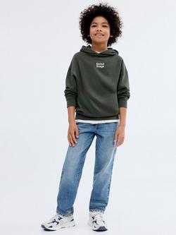 Mango Kids' Cotton Seoul Long Sleeve Hoodie, Medium Green