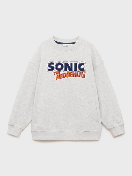 Mango Kids' Sonic the Hedgehog Cotton Sweatshirt, Medium Grey, Medium Grey