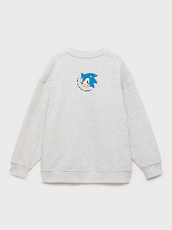 Mango Kids' Sonic the Hedgehog Cotton Sweatshirt, Medium Grey - view 2, Medium Grey