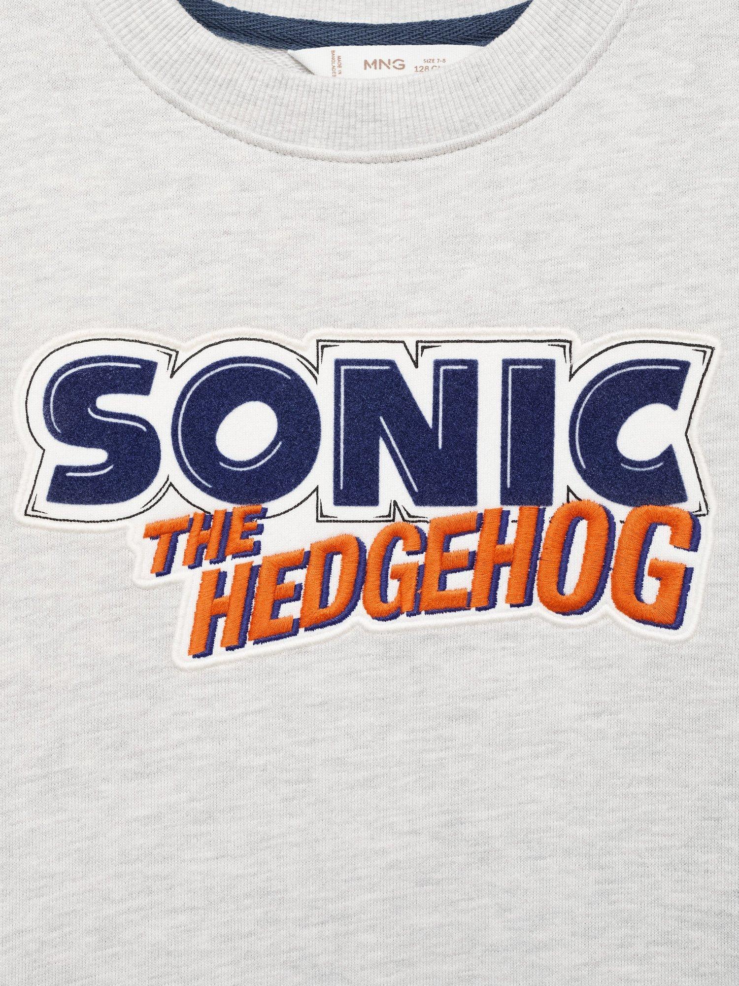 Product image 4 of 4, which shows Mango Kids' Sonic the Hedgehog Cotton Sweatshirt, Medium Grey, 7-8 years
