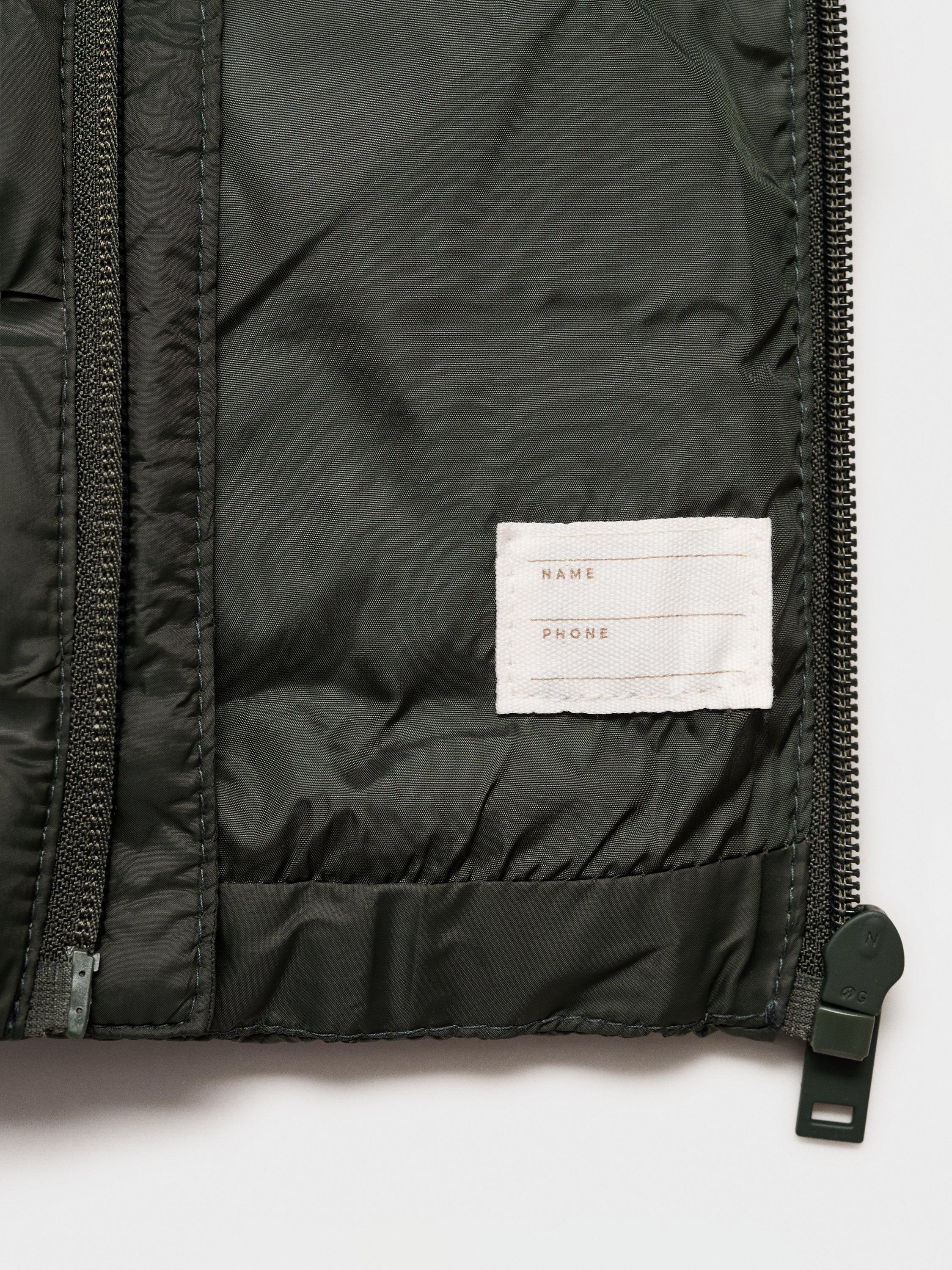 Product image 4 of 4, which shows Mango Kids' Alvarito Quilted Gilet, Khaki, 3-4 years