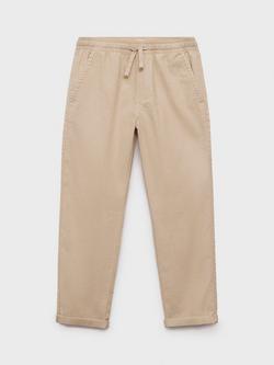 Mango Kids' Ivan Linen Blend Drawstring Joggers, Light Beige