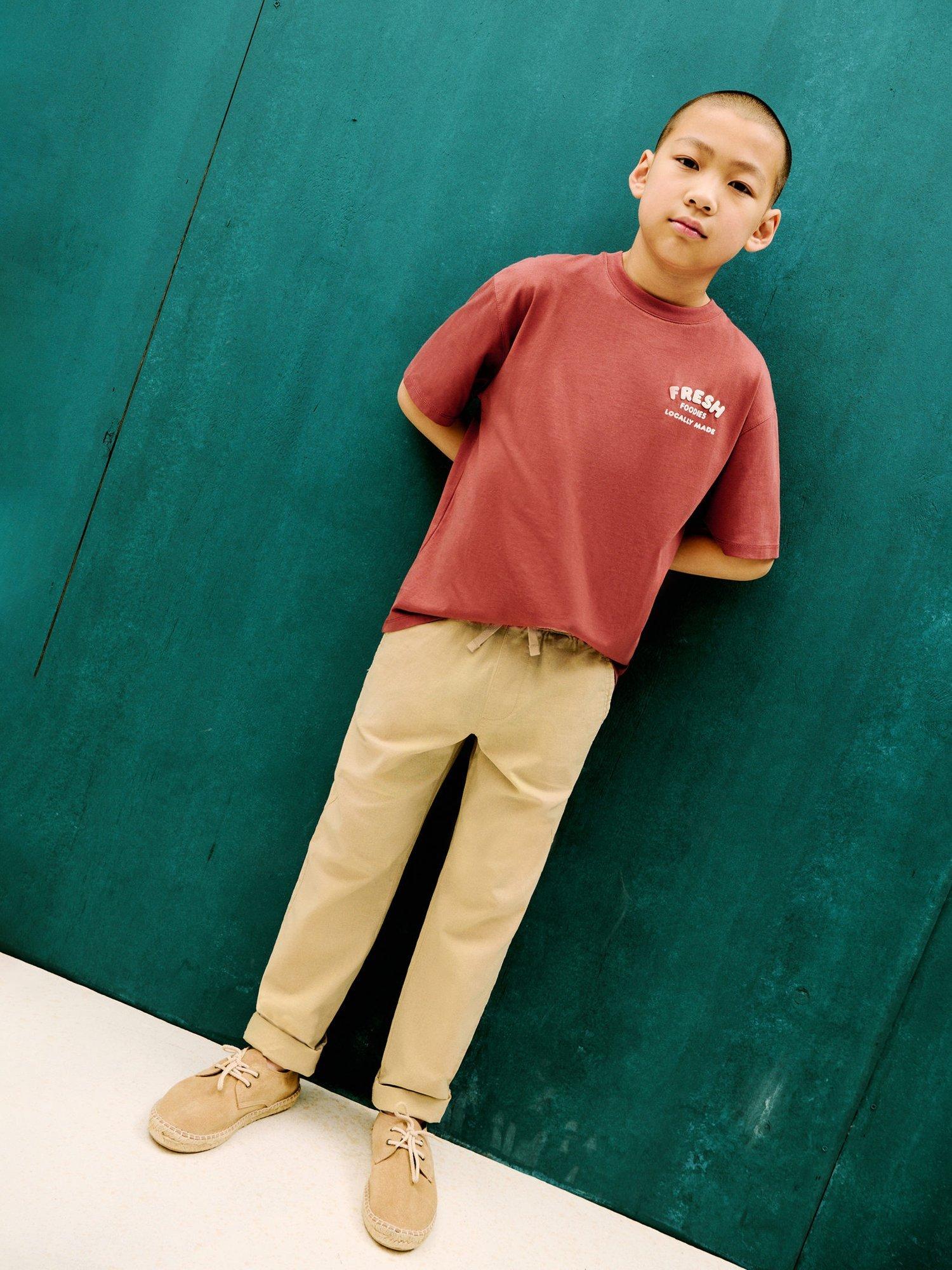 Product image 2 of 5, which shows Mango Kids' Ivan Linen Blend Drawstring Joggers, Light Beige, 10 years