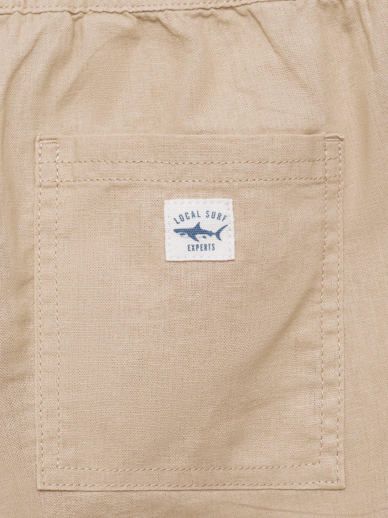 Product image 4 of 5, which shows Mango Kids' Ivan Linen Blend Drawstring Joggers, Light Beige, 10 years