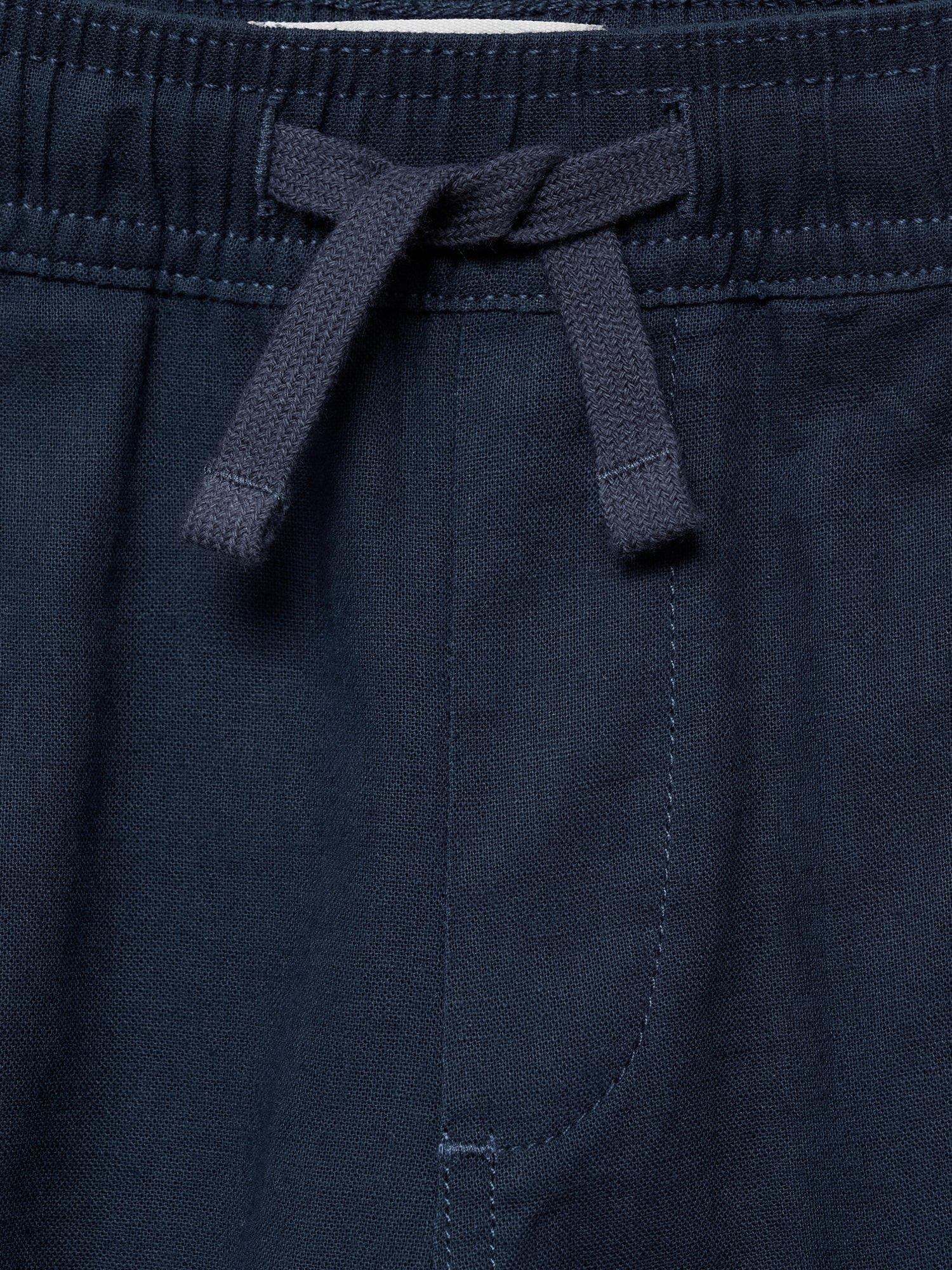 Product image 5 of 5, which shows Mango Kids' Ivan Linen Blend Drawstring Joggers, Navy, 6 years