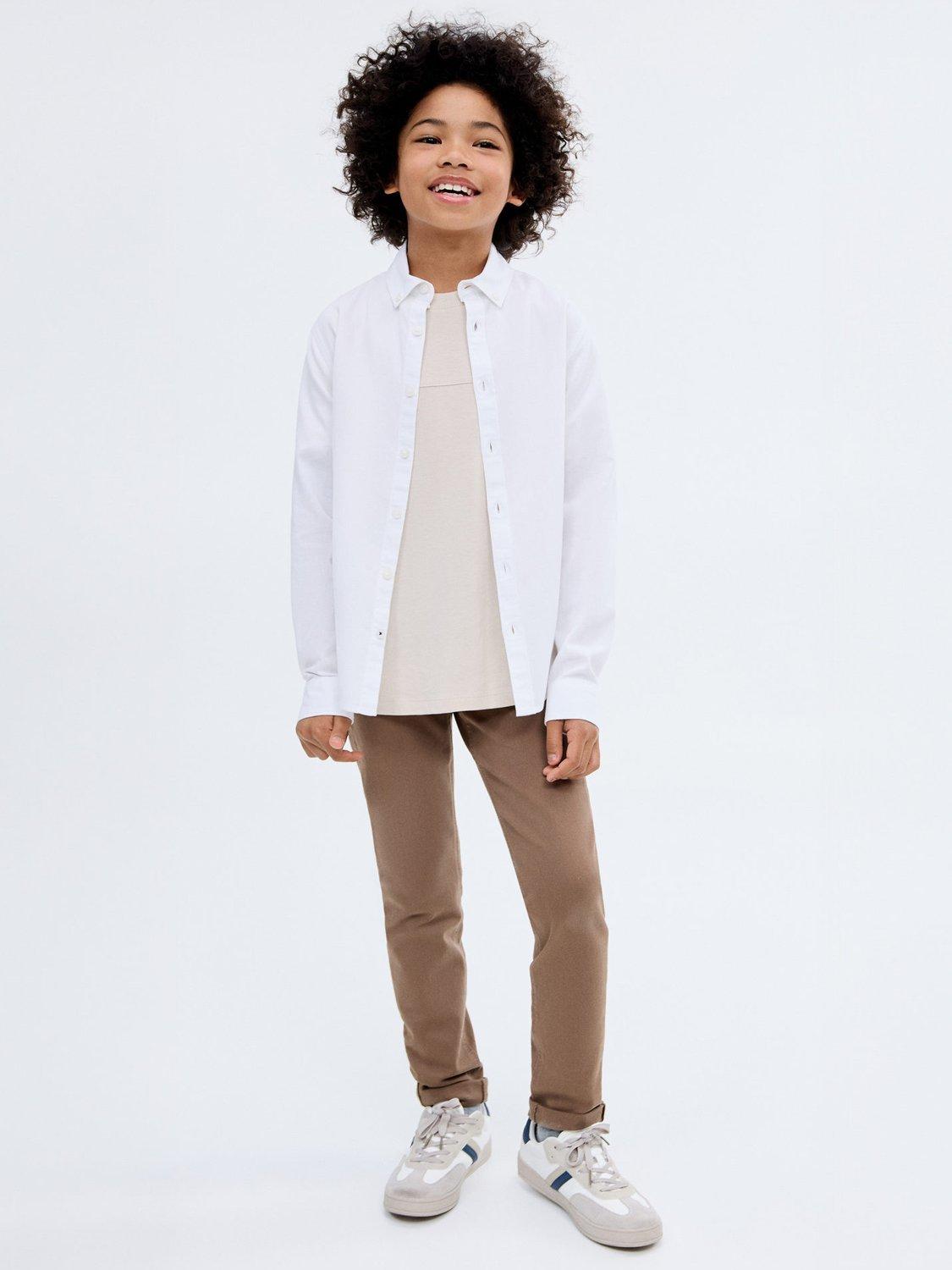 Product image 1 of 5, which shows Mango Kids' Peru Cotton Blend Denim Trousers, Brown, 7 years