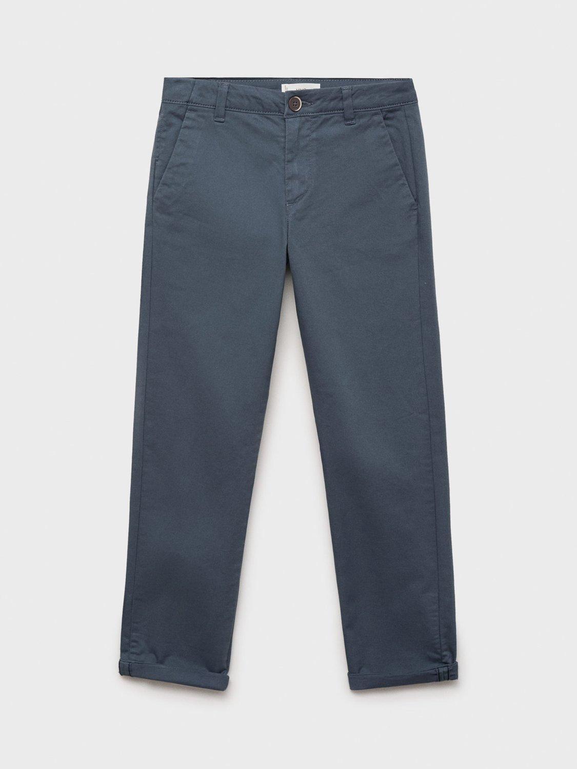 Product image 2 of 5, which shows Mango Kids' Piccolo Cotton Blend Denim Trousers, Medium Blue, 8 years