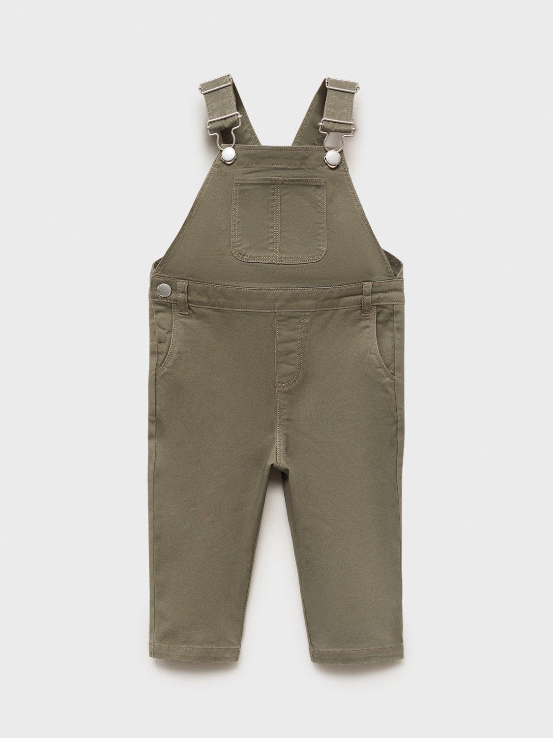 Product image 1 of 5, which shows Mango Kids' Delos Dungarees, Beige Khaki, 9-12 months