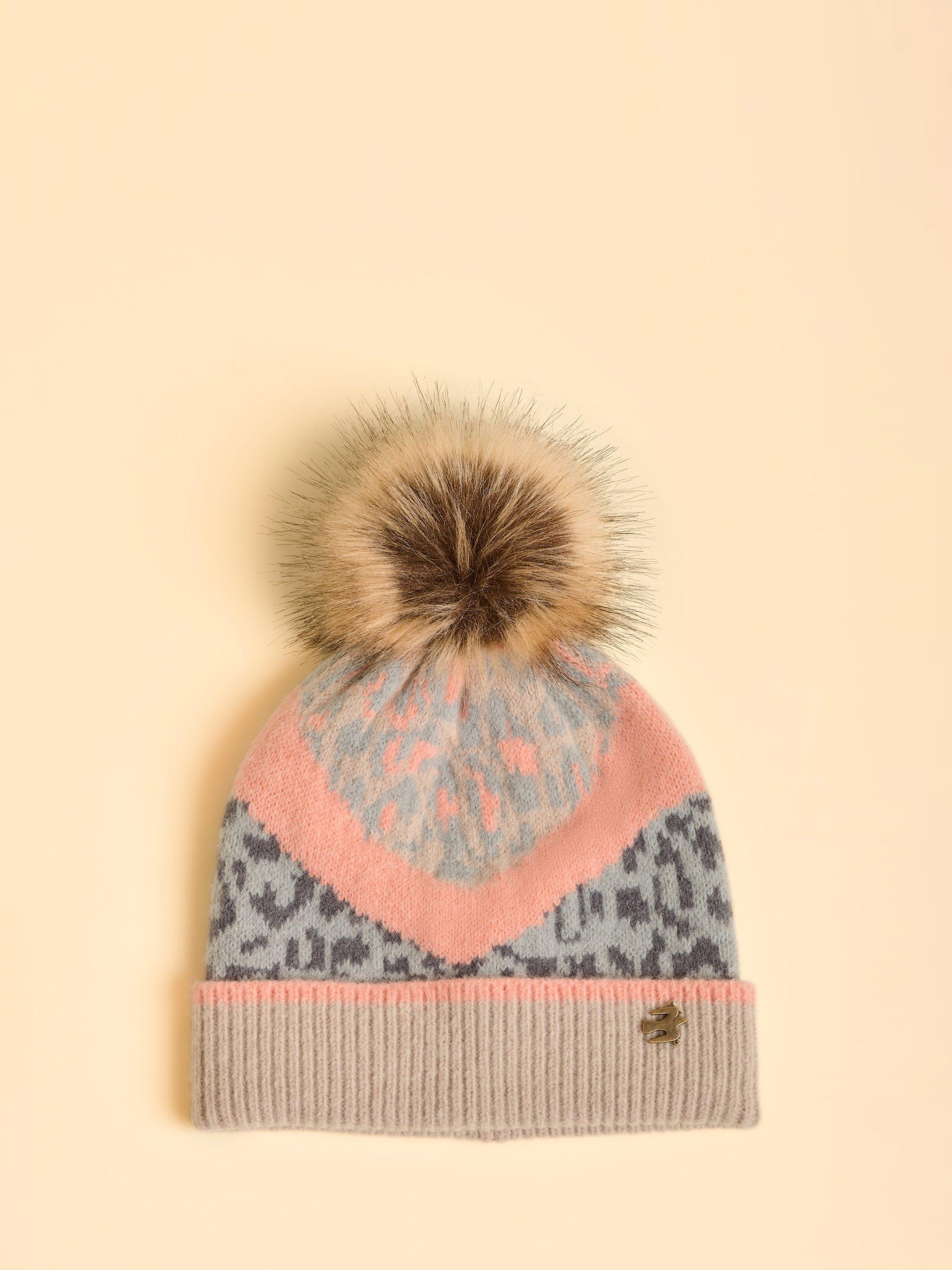 Product image 1 of 4, which shows Brakeburn Animix Animal Print Beanie, Grey, One Size