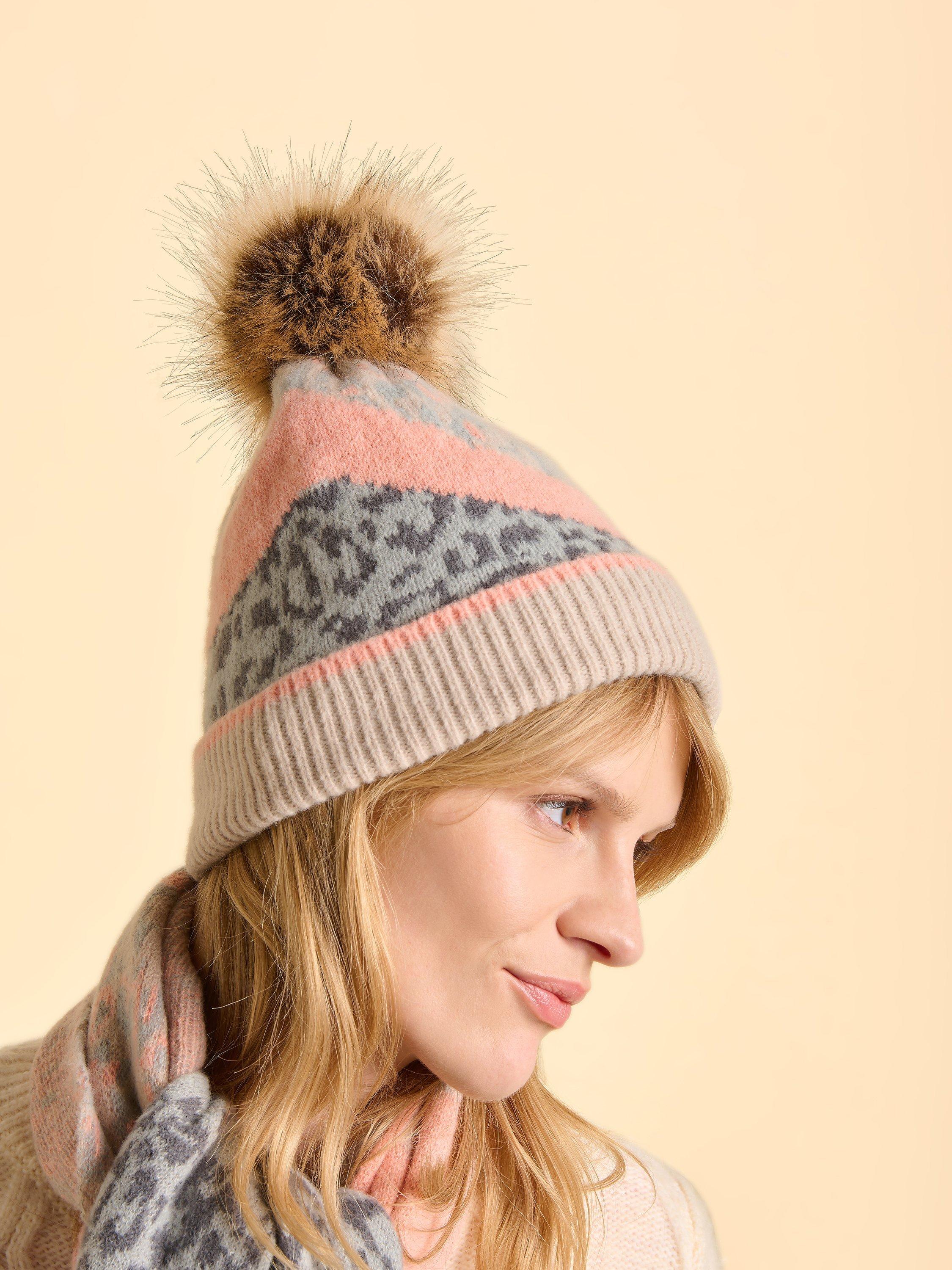 Product image 3 of 4, which shows Brakeburn Animix Animal Print Beanie, Grey, One Size