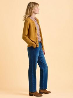 Brakeburn Crescent Scallop Trim Wool Blend Cardigan, Yellow - view 2, Yellow