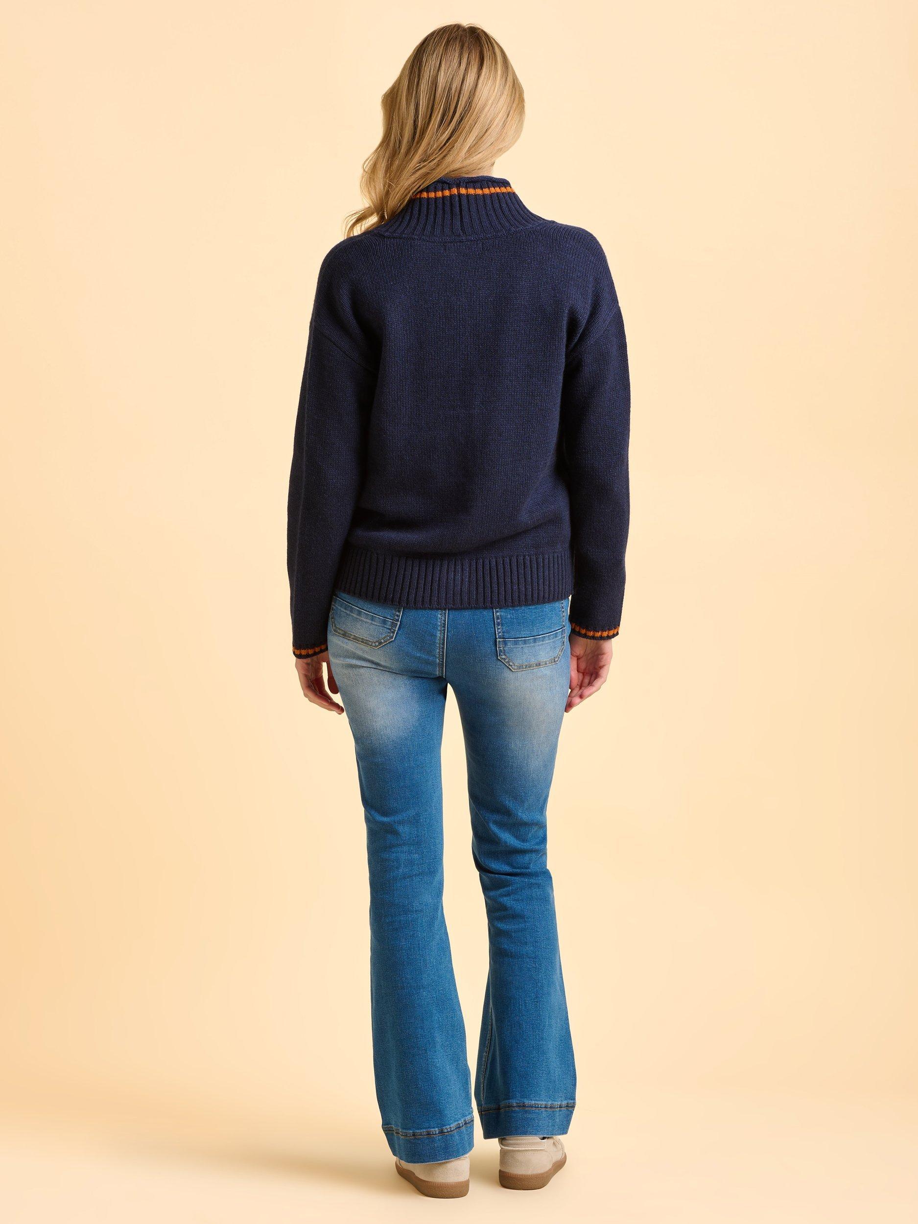 Product image 2 of 5, which shows Brakeburn Midnight Chunky Knit Crew Neck Cardigan, Blue, 8