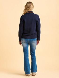 Brakeburn Midnight Chunky Knit Crew Neck Cardigan - view 2, Blue