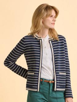 Brakeburn Seabound Stripe Cardigan, Blue, Blue