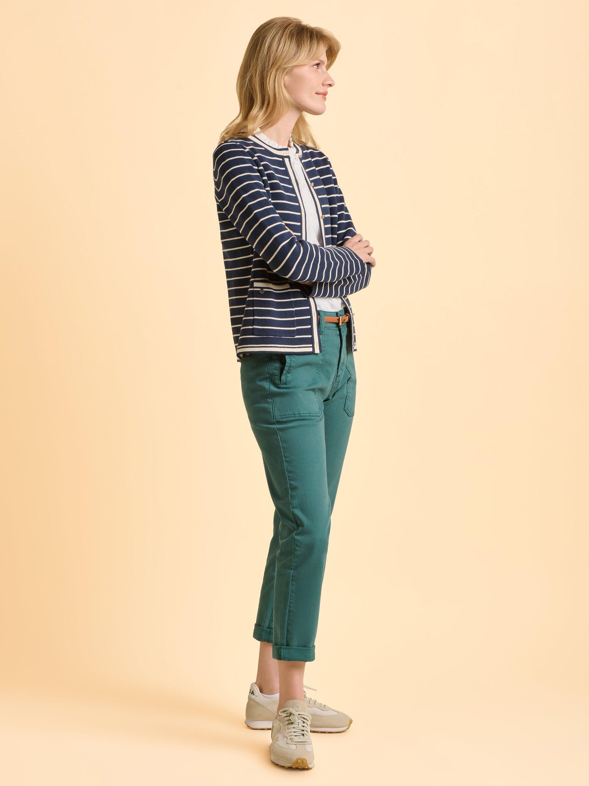 Product image 3 of 6, which shows Brakeburn Seabound Stripe Cardigan, Blue, 8
