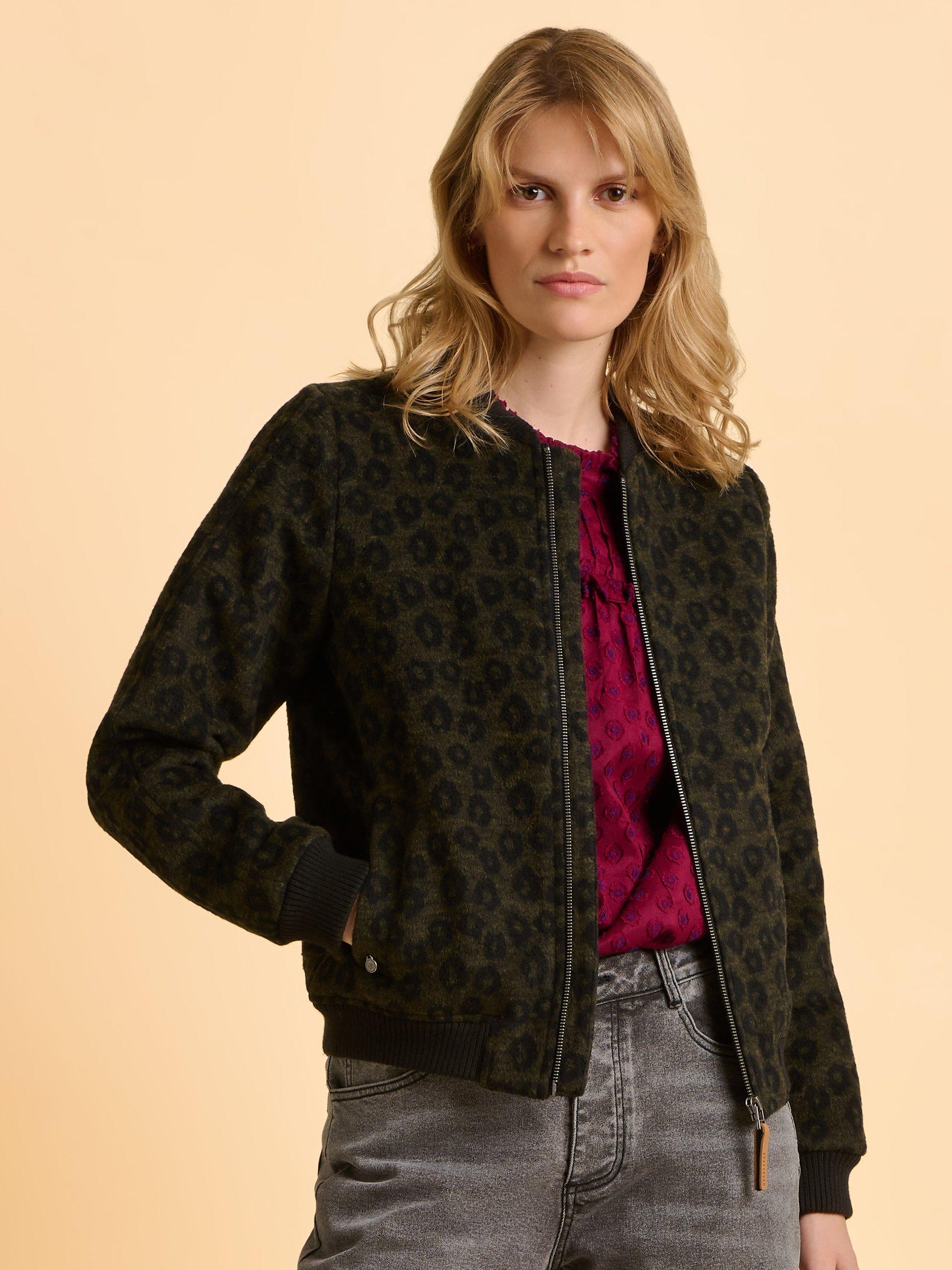 Product image 1 of 6, which shows Brakeburn Dawn Animal Print Jacket, Green, 8