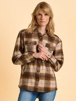 Brakeburn Elowen Check Print Marble Buttoned Shacket, Brown