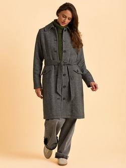 Brakeburn Larch Evergreen Buttoned Long Sleeve Overcoat, Grey