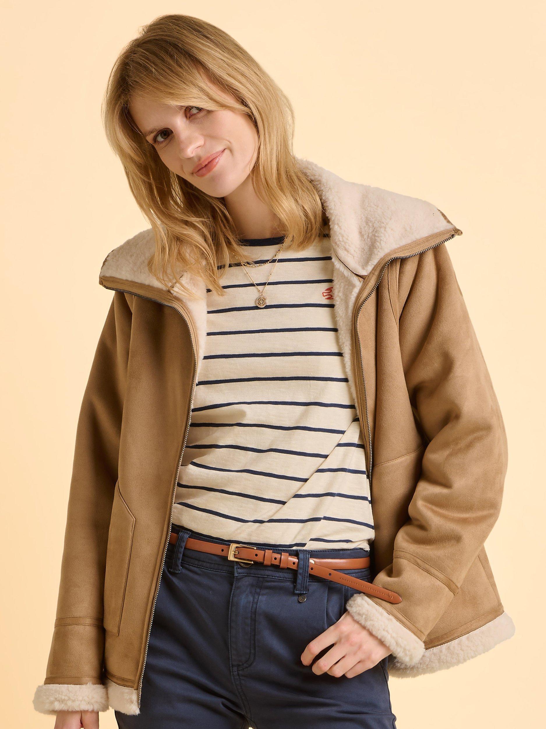 Product image 1 of 7, which shows Brakeburn Pine Long Sleeve Collar Jacket, Nude, 8