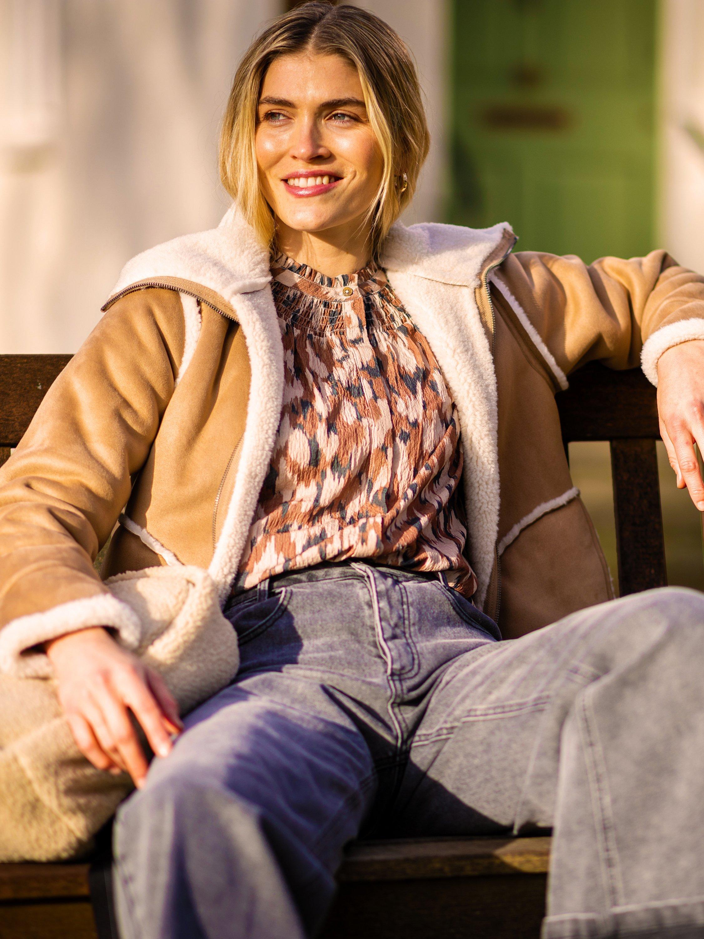 Product image 2 of 7, which shows Brakeburn Pine Long Sleeve Collar Jacket, Nude, 8