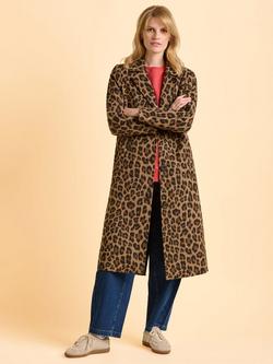 Brakeburn Twilight Leopard Print Collar Longline Overcoat Jacket, Nude