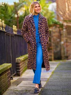 Brakeburn Twilight Leopard Print Collar Longline Overcoat Jacket - view 2, Nude