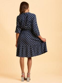 Brakeburn Alpine Abstract Print Knee Length Shirt Dress - view 2, Navy