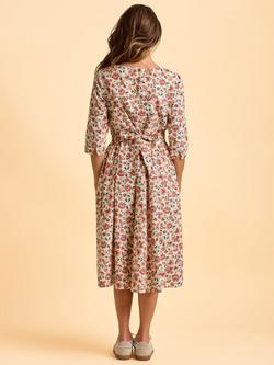 Brakeburn Beech Floral  A-Line Cotton Midi Dress - view 2, Cream/Multi