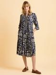 Brakeburn Blizzard Paisley Three-Quarter Sleeve V Neck Midi Dress