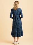 Brakeburn Cay Cotton  Abstract Three-Quarter Sleeve Round Neck Midi Dress