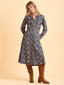 Brakeburn Charlotte Floral Cotton Midi Shirt Dress, Multi