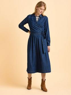 Brakeburn Fern Denim Midi Dress, Blue, Blue