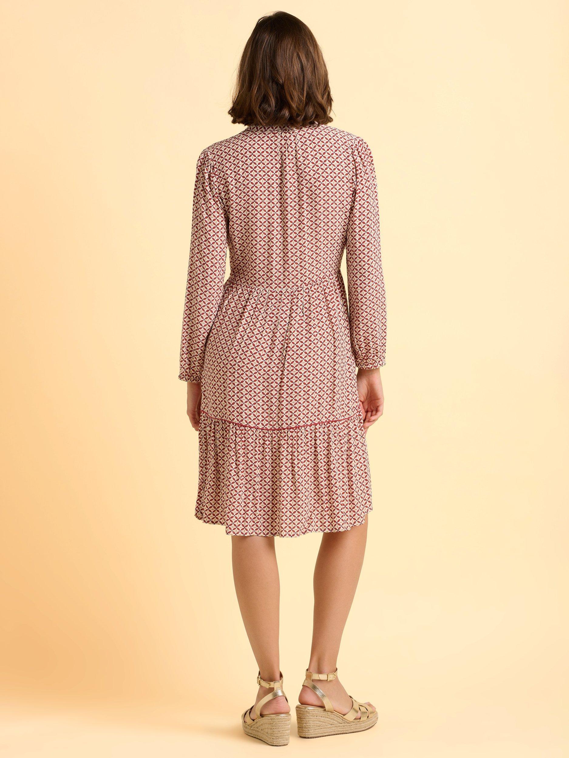 Product image 2 of 5, which shows Brakeburn Flykra Abstract Print Knee Length Dress, Red, 8