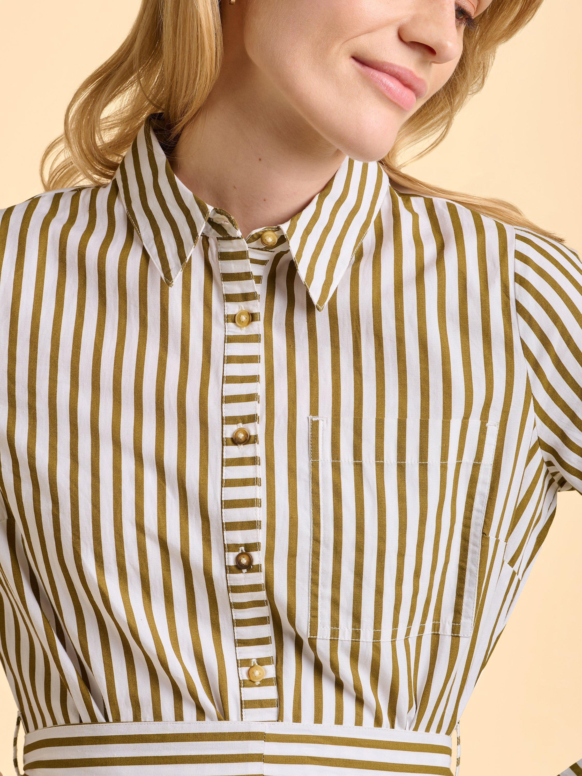 Product image 4 of 6, which shows Brakeburn Forrest Stripe Maxi Dress, Green, 8