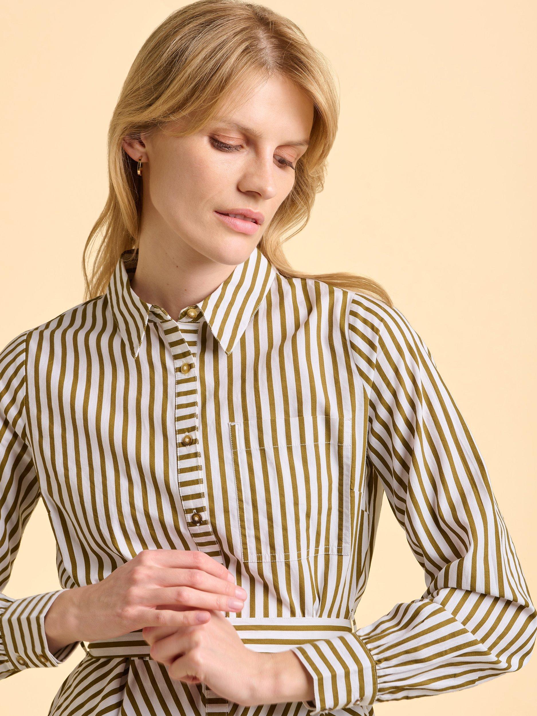 Product image 5 of 6, which shows Brakeburn Forrest Stripe Maxi Dress, Green, 8