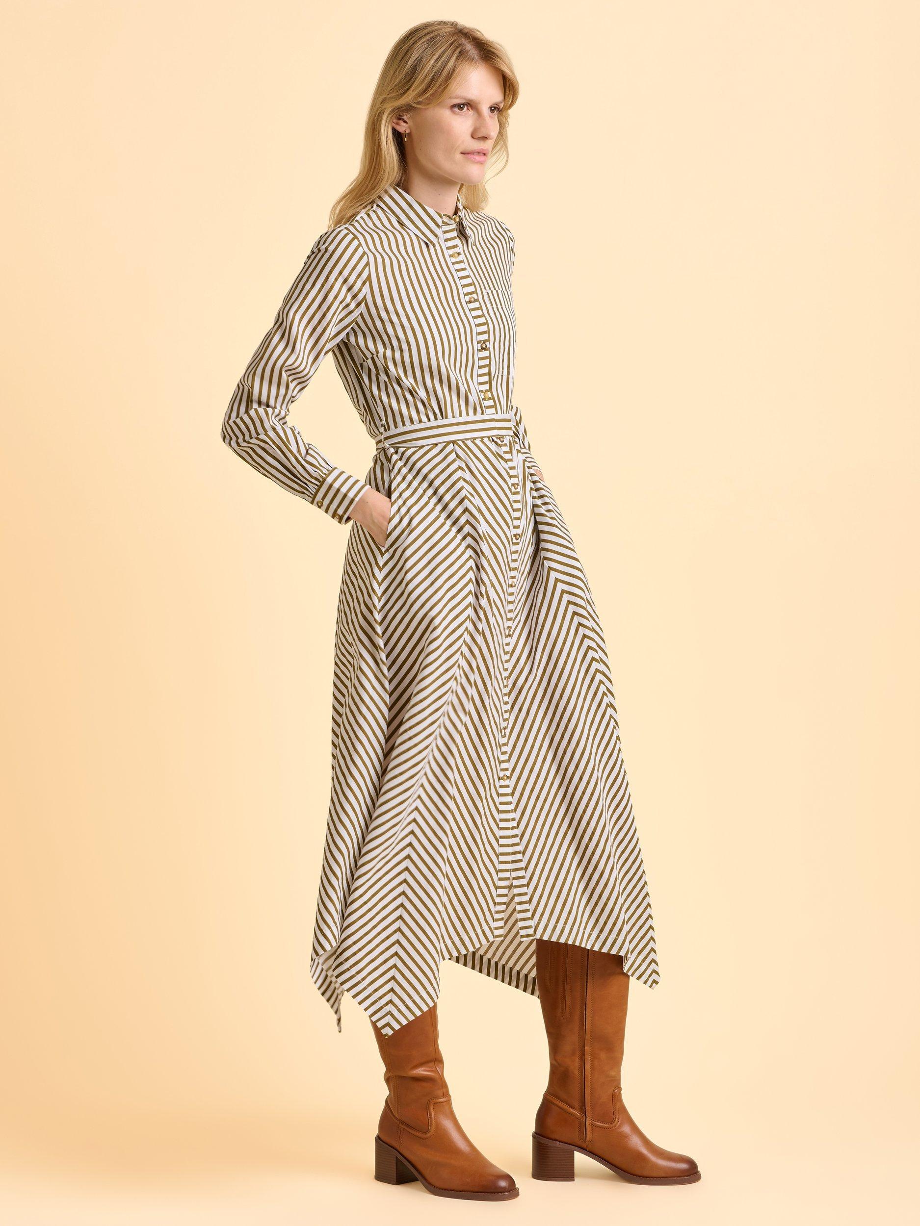 Product image 6 of 6, which shows Brakeburn Forrest Stripe Maxi Dress, Green, 8