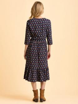 Brakeburn Grace Floral V-Neck Cotton Midi Dress - view 2, Navy/Multi