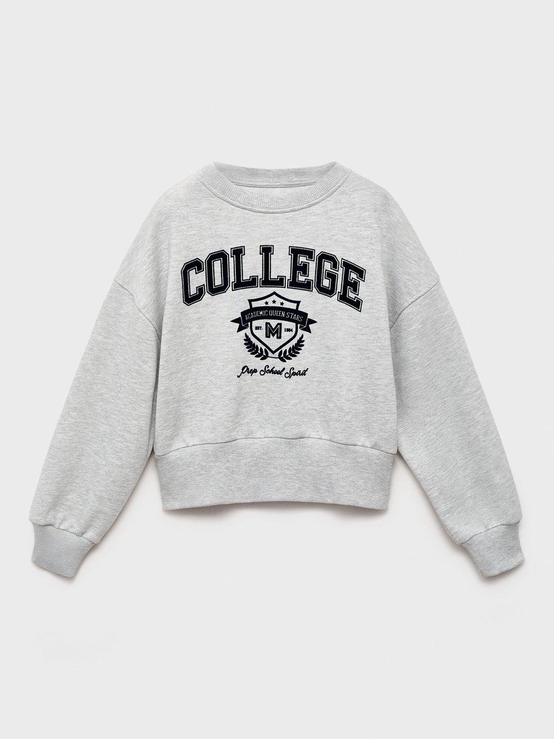 Product image 1 of 4, which shows Mango Kids' College Sweatshirt, Medium Grey, 5-6 years