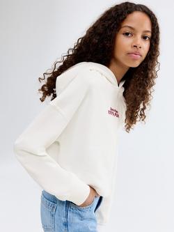 Mango Kids' Cotton Fun Slogan Hoodie, Natural White - view 2, Natural White