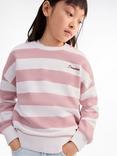 Mango Kids' Cotton Striped Sweatshirt, Pink