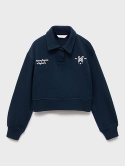 Mango Kids' Cotton Teniset Long Sleeve Sweatshirt, Navy