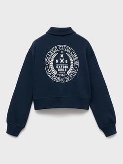 Mango Kids' Cotton Teniset Long Sleeve Sweatshirt - view 2, Navy