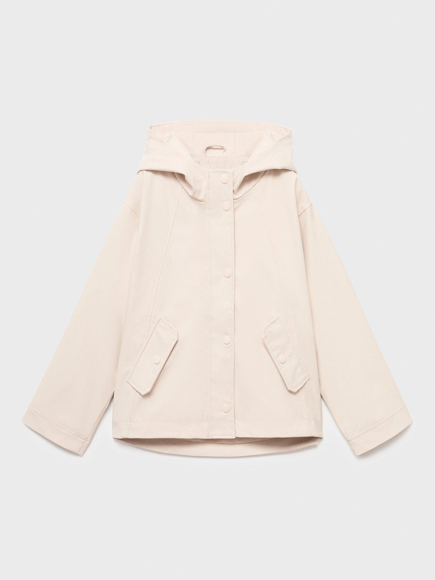 Product image 1 of 4, which shows Mango Kids' Gala Hooded Raincoat, Light Beige, 10 years