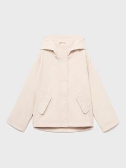Mango Kids' Gala Hooded Raincoat, Light Beige