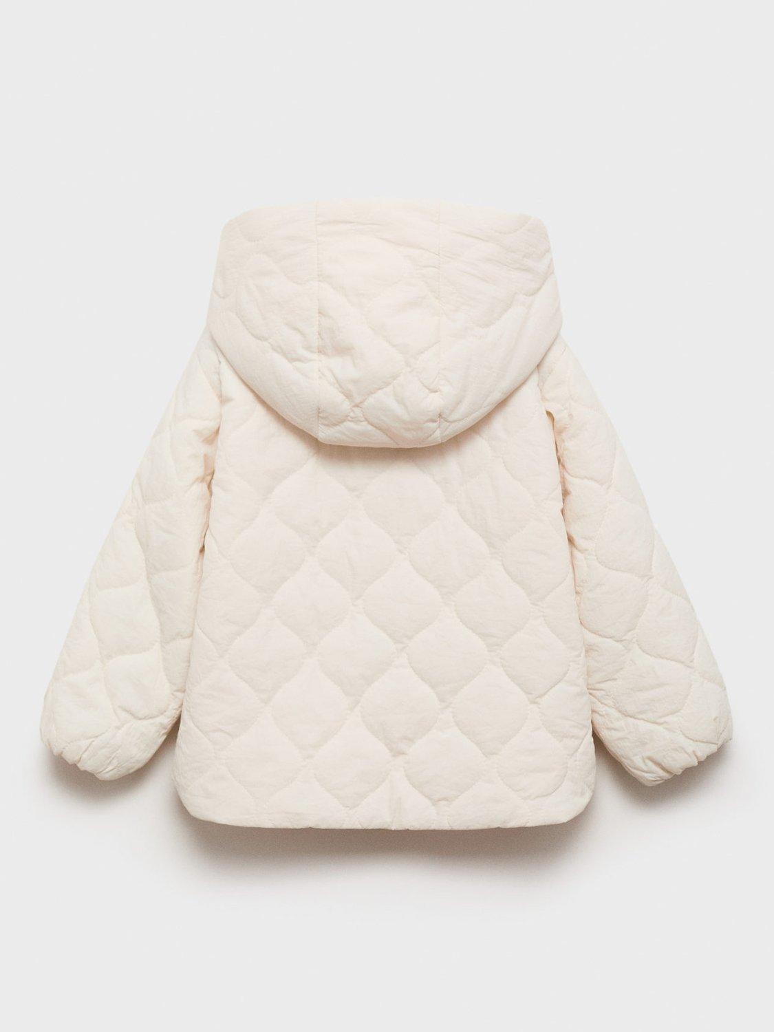 Product image 3 of 5, which shows Mango Kids' Uli Quilted Hooded Coat, Light Beige, 12-18 months