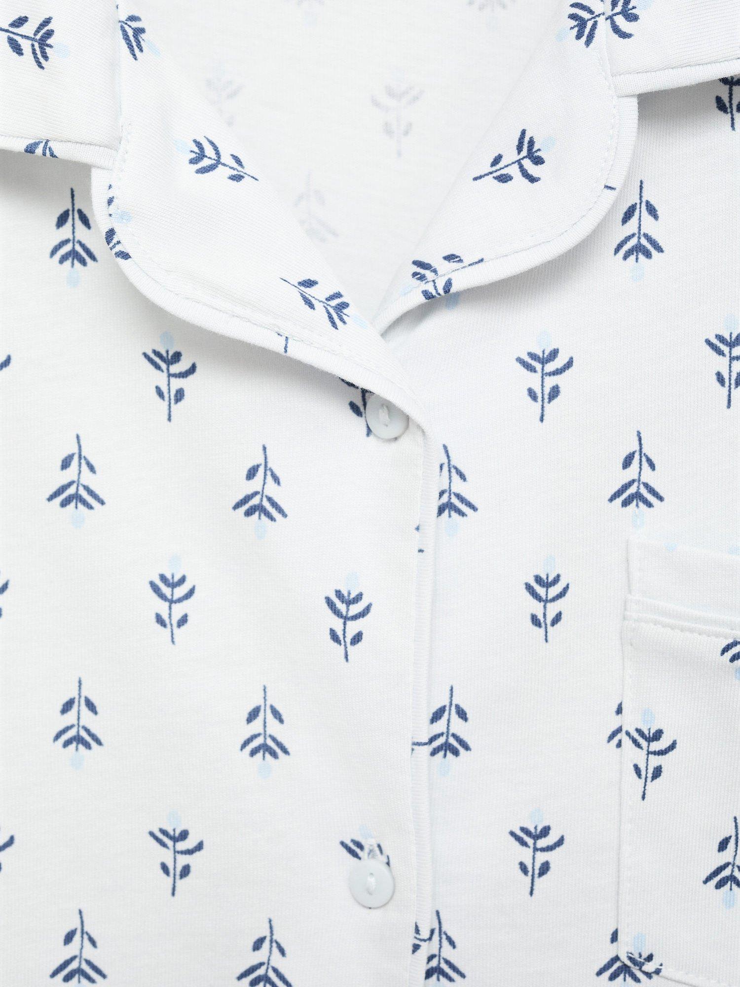 Product image 4 of 4, which shows Mango Kids' Flori Cotton Floral Pyjamas, Pastel Blue, 11-12 years