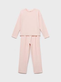 Mango Kids' Rosita Cotton Blend Long Sleeved Pyjama Set, Lt-pastel Pink, Lt-pastel Pink