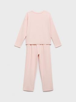 Mango Kids' Rosita Cotton Blend Long Sleeved Pyjama Set, Lt-pastel Pink - view 2, Lt-pastel Pink