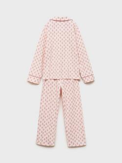 Mango Kids' Selli Cotton Long Sleeved Floral Pyjamas, Lt-pastel Pink - view 2, Lt-pastel Pink